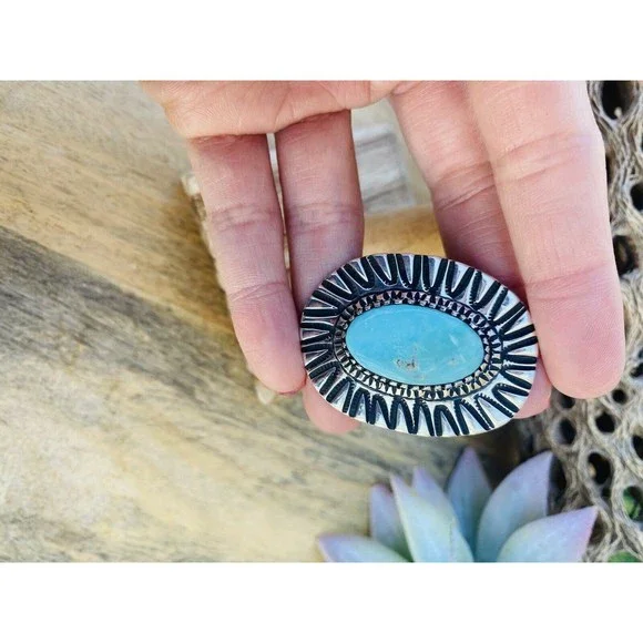 Navajo Royston Turquoise & Sterling Silver Ring Size 10
